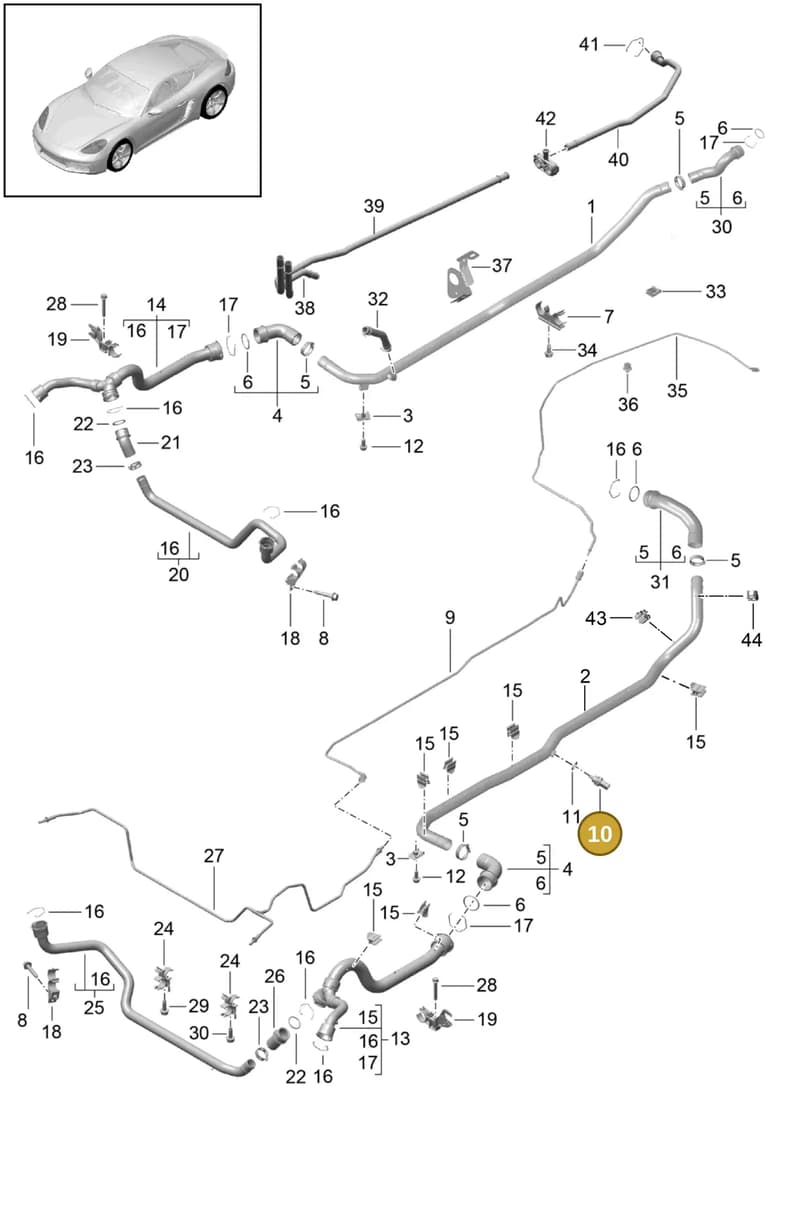 94860642000 — Porsche Cayman (2016-2019) diagram p50105010, position 10