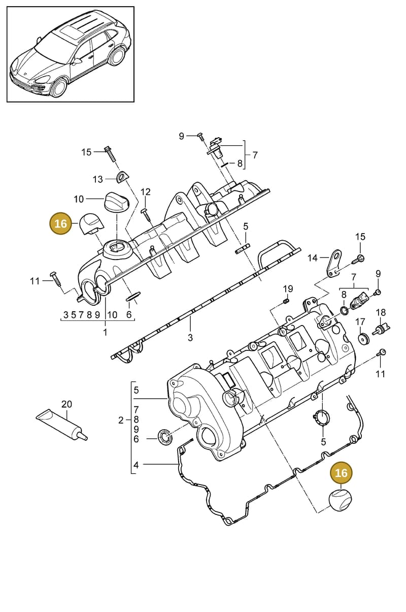 94860724100 — Porsche Cayenne (2010-2018) diagram p37103020, position 16