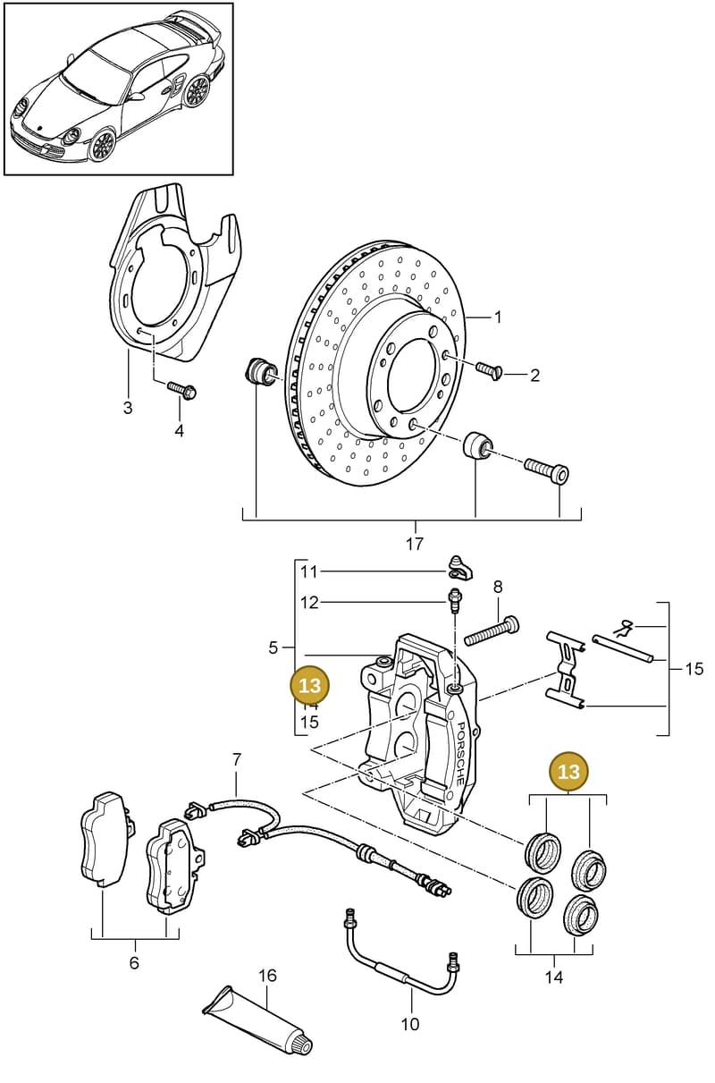 95135291700 — Porsche GT2 RS (2009-2012) diagram p36602000, position 13