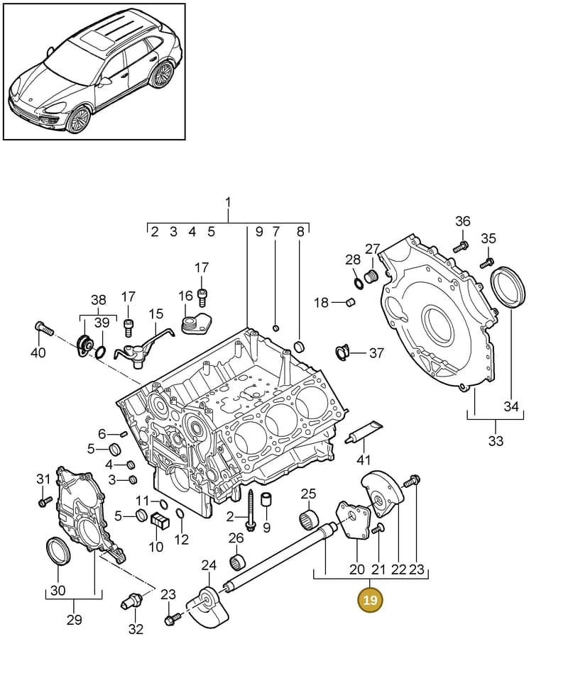 95510102501 — Porsche Cayenne (2010-2018) diagram p37101060, position 19
