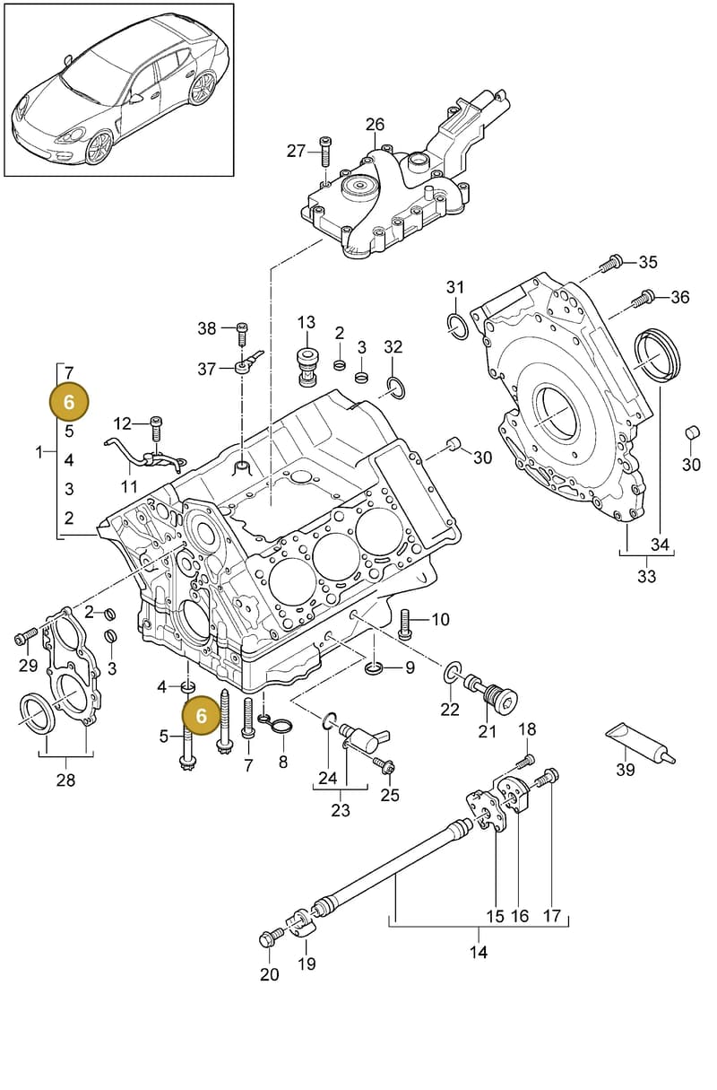 95510113910 — Porsche Panamera (2009-2016) diagram p35101050, position 6