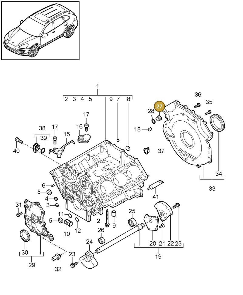 95510118900 — Porsche Cayenne (2010-2018) diagram p37101060, position 27