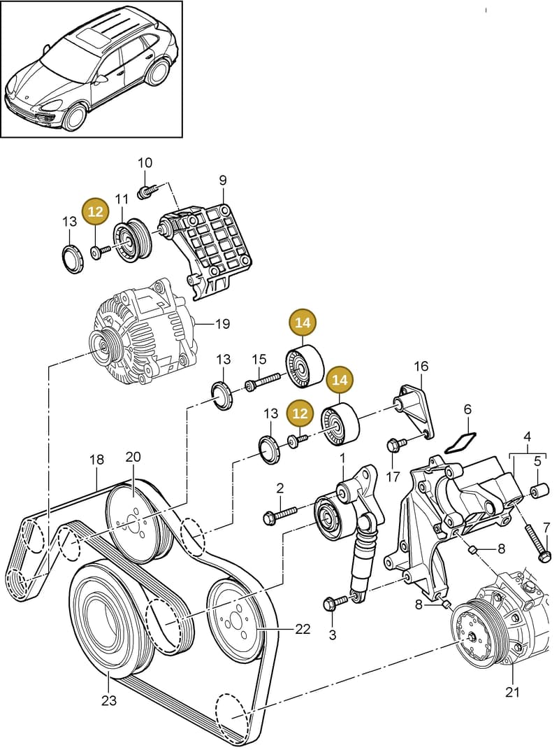 95510211921 — Porsche Cayenne (2010-2018) diagram p37102090, position 12+14
