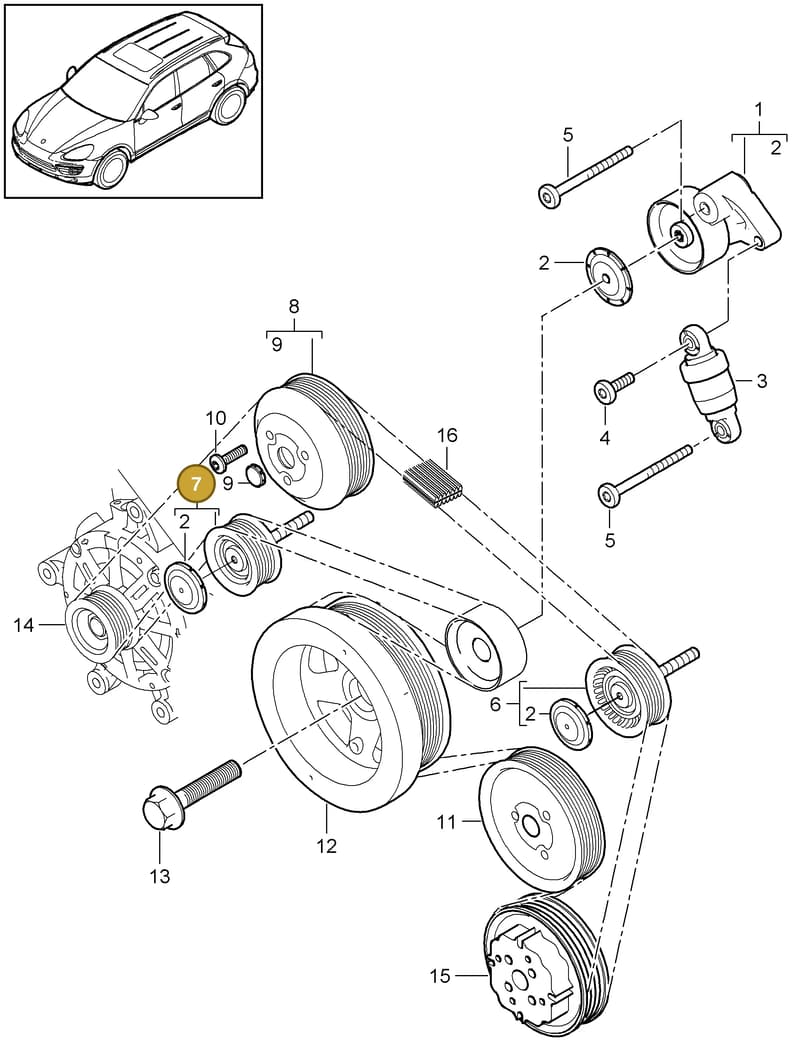 95510227600 — Porsche Cayenne (2010-2018) diagram p37102080, position 7