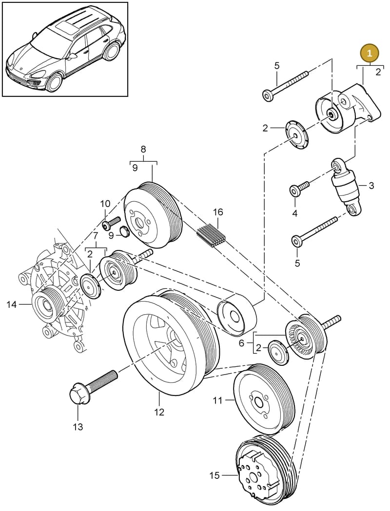 95510229900 — Porsche Cayenne (2010-2018) diagram p37102080, position 1