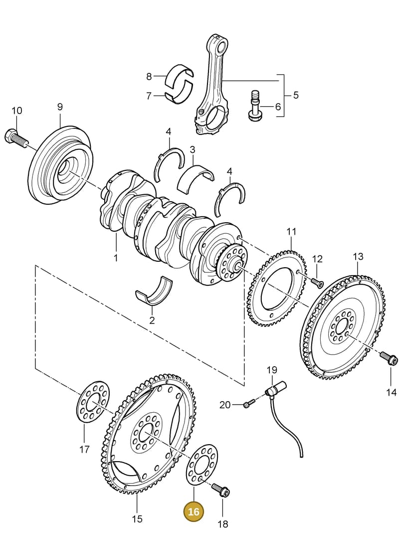 95510230100 — Porsche Cayenne (2007-2010) diagram p31102010, position 16