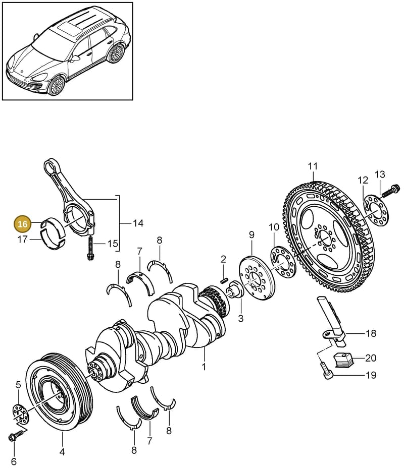 95510321010 — Porsche Cayenne (2010-2018) diagram p37102020, position 16