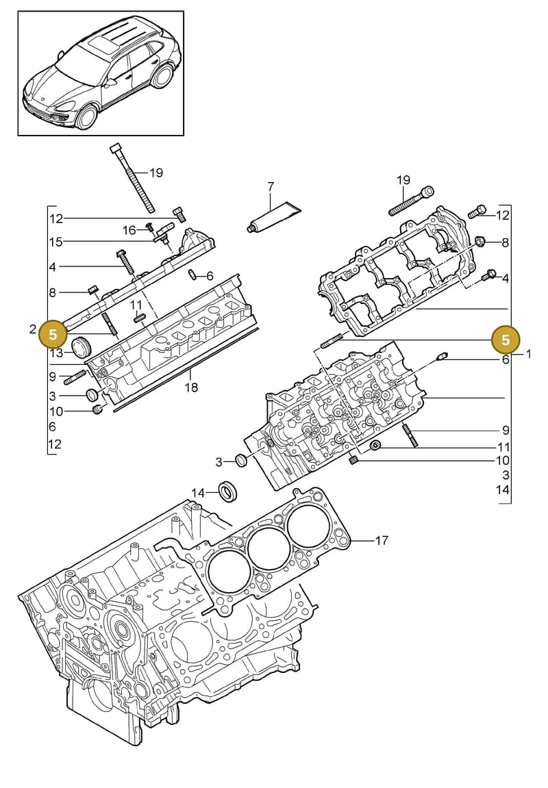 95510439900 — Porsche Cayenne (2010-2018) diagram p37103010, position 5