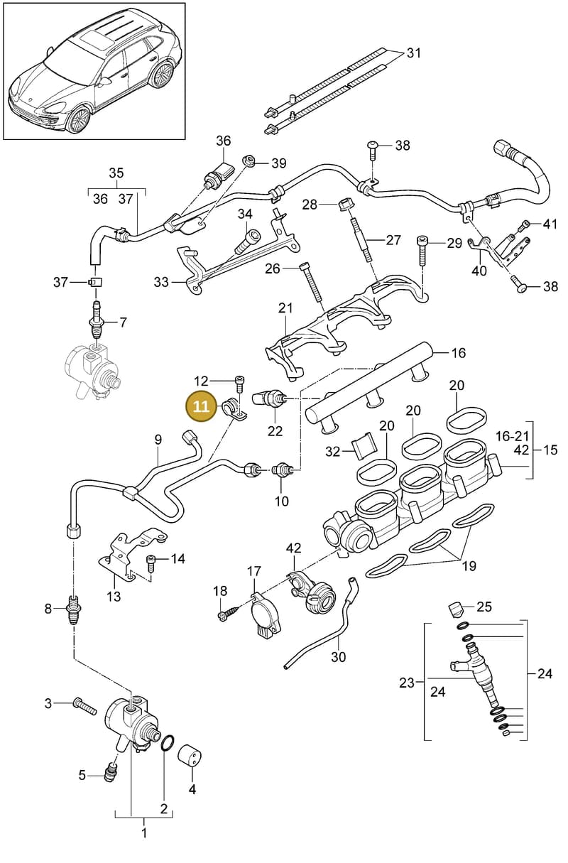 95510531302 — Porsche Cayenne (2010-2018) diagram p37107040, position 11