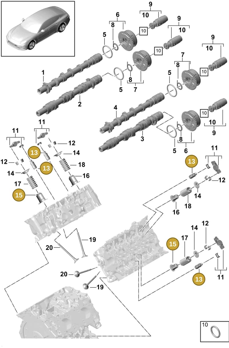 95510567500 — Porsche Panamera (2016-2020) diagram p49103050, position 13+15