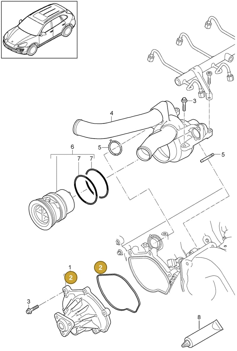 95510603101 — Porsche Cayenne (2010-2018) diagram p37105000, position 2