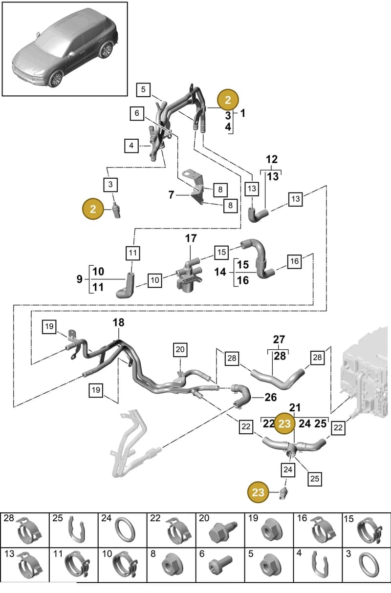 95510612501 — Porsche Cayenne (2017-2023) diagram p51105110, position 2+23