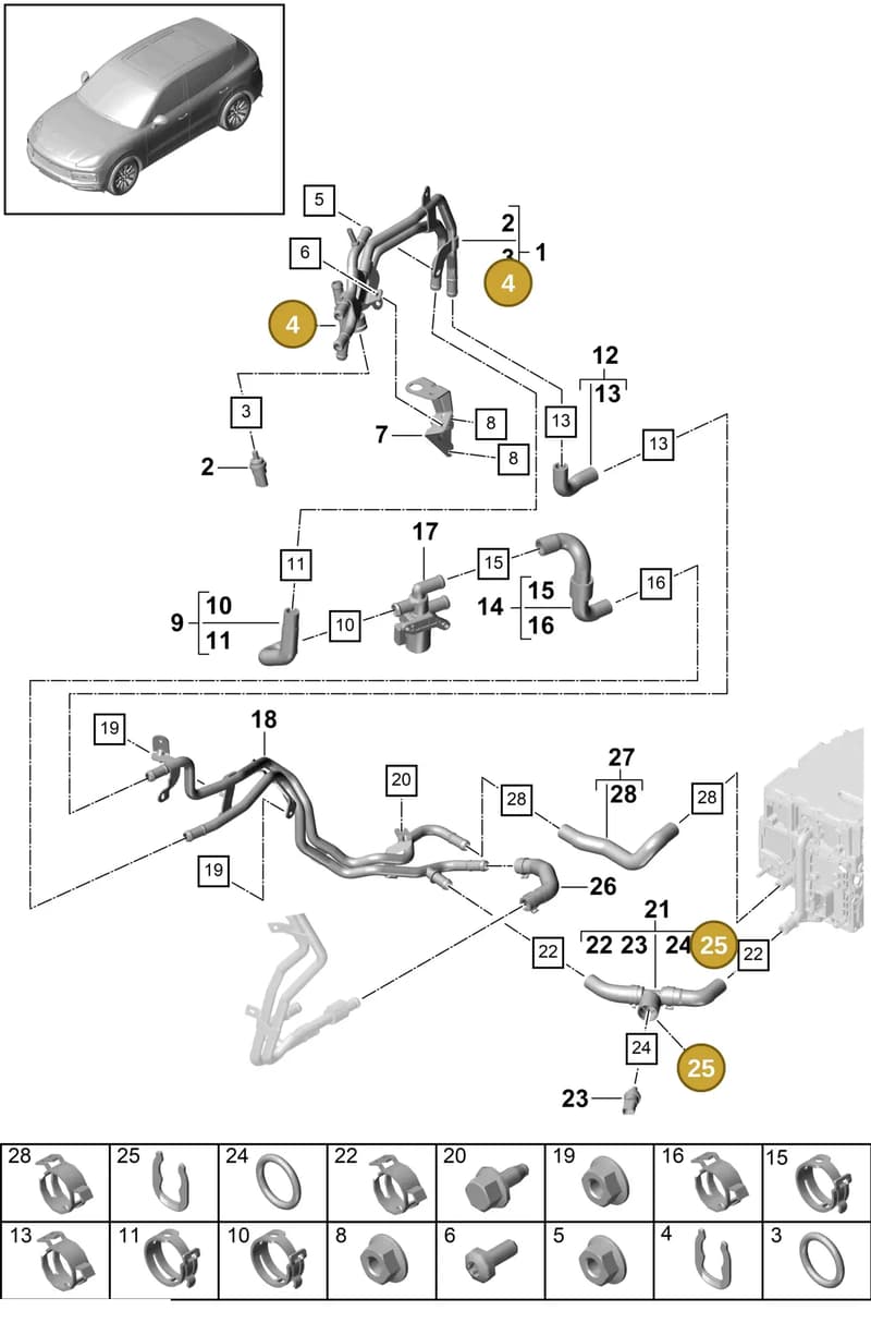 95510614300 — Porsche Cayenne (2017-2023) diagram p51105110, position 4+25