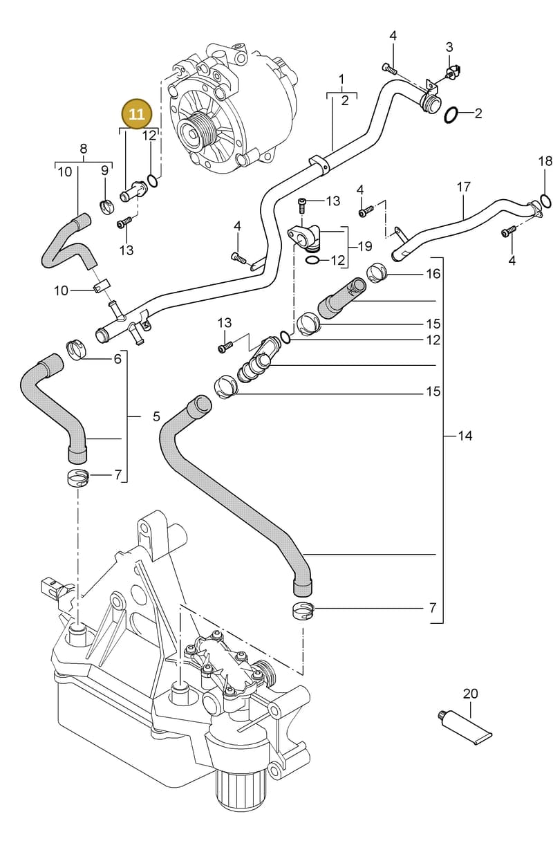 95510636110 — Porsche Cayenne (2002-2006) diagram p24105010, position 11