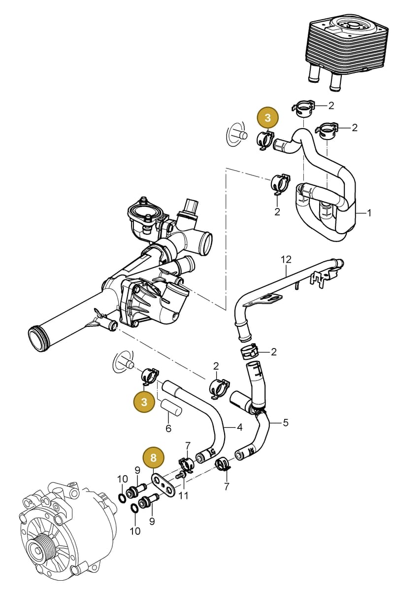 95510636110 — Porsche Cayenne (2007-2010) diagram p31105020, position 3+8