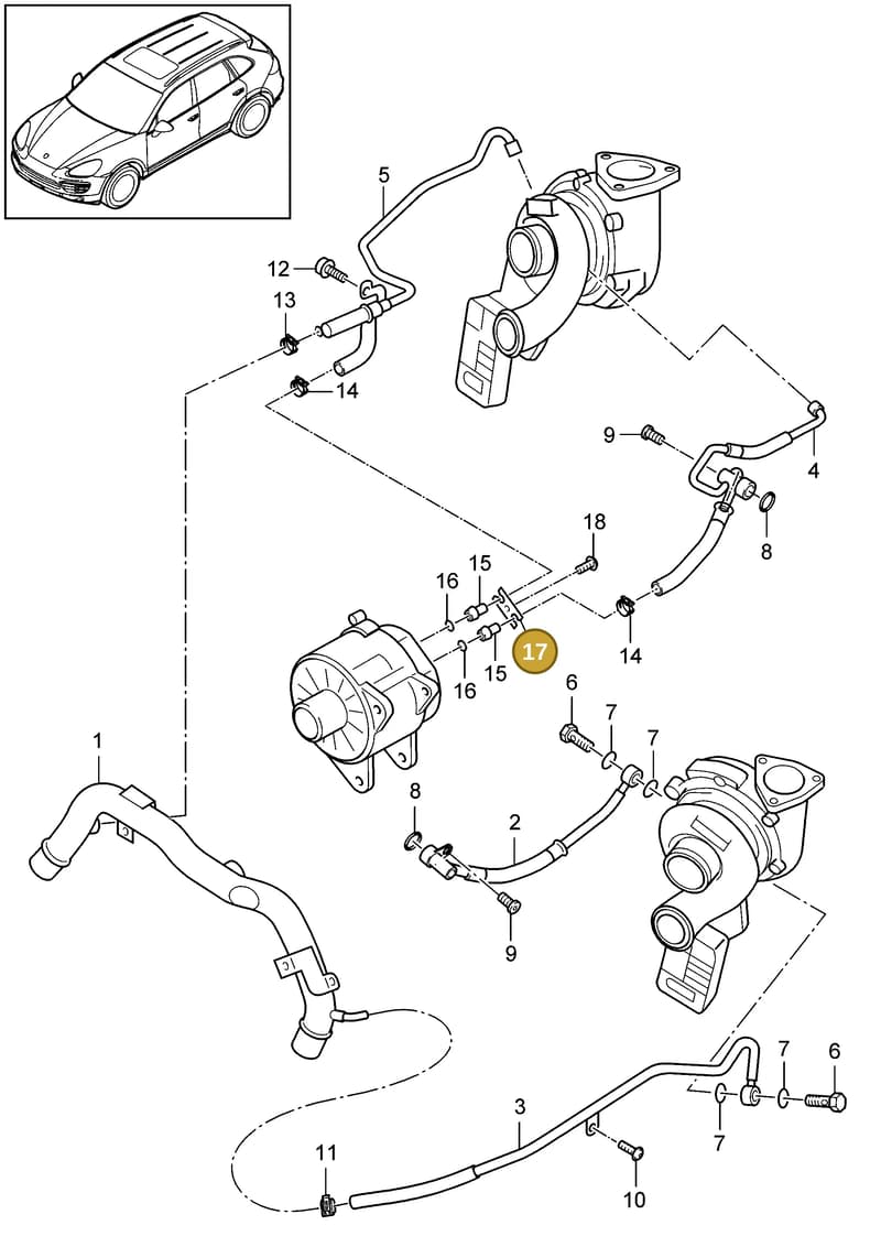 95510636110 — Porsche Cayenne (2010-2018) diagram p37202090, position 17
