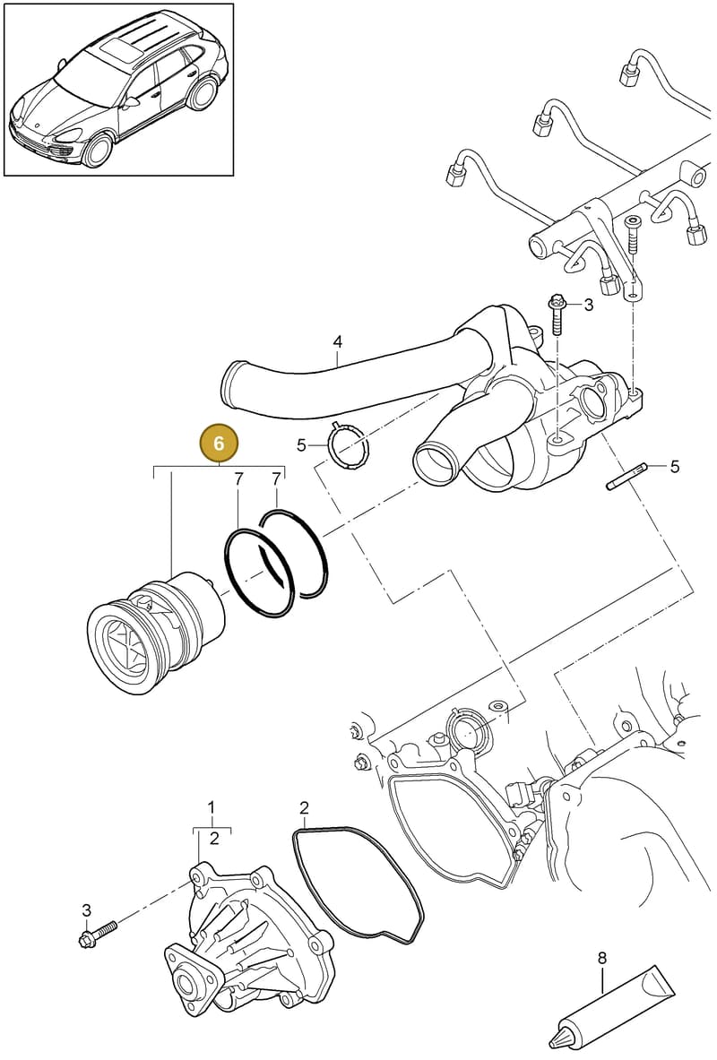 95510643100 — Porsche Cayenne (2010-2018) diagram p37105000, position 6