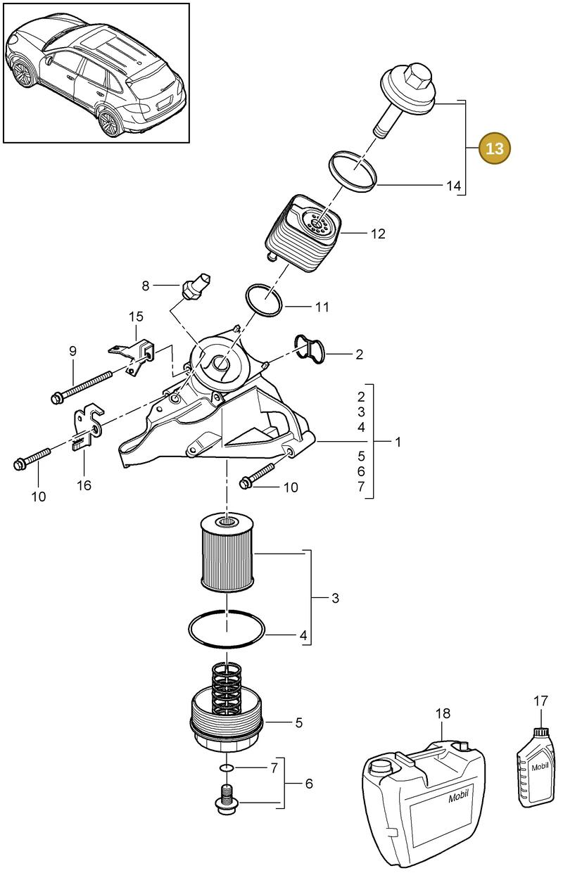 95510706101 — Porsche Cayenne (2010-2018) diagram p37104060, position 13