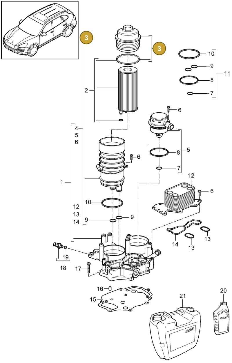 95510712200 — Porsche Cayenne (2010-2018) diagram p37104070, position 3