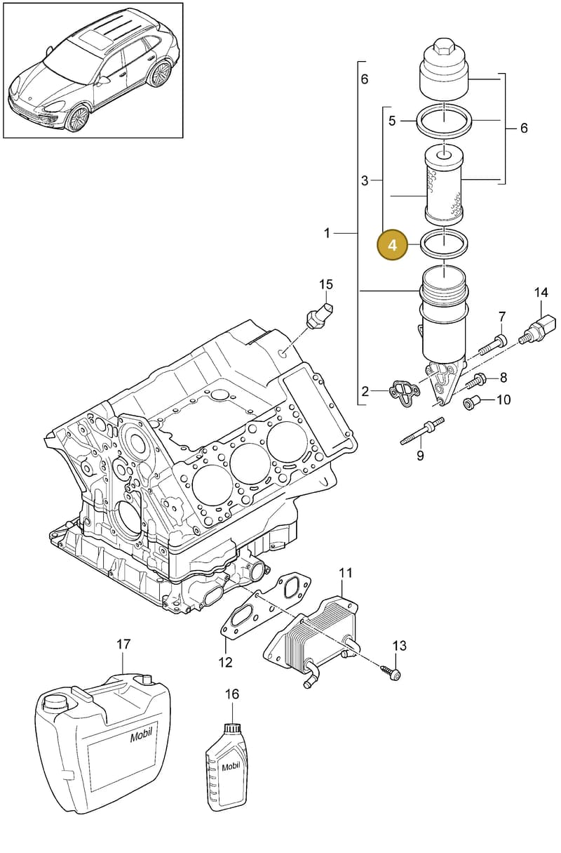 95510722200 — Porsche Cayenne (2010-2018) diagram p37104080, position 4