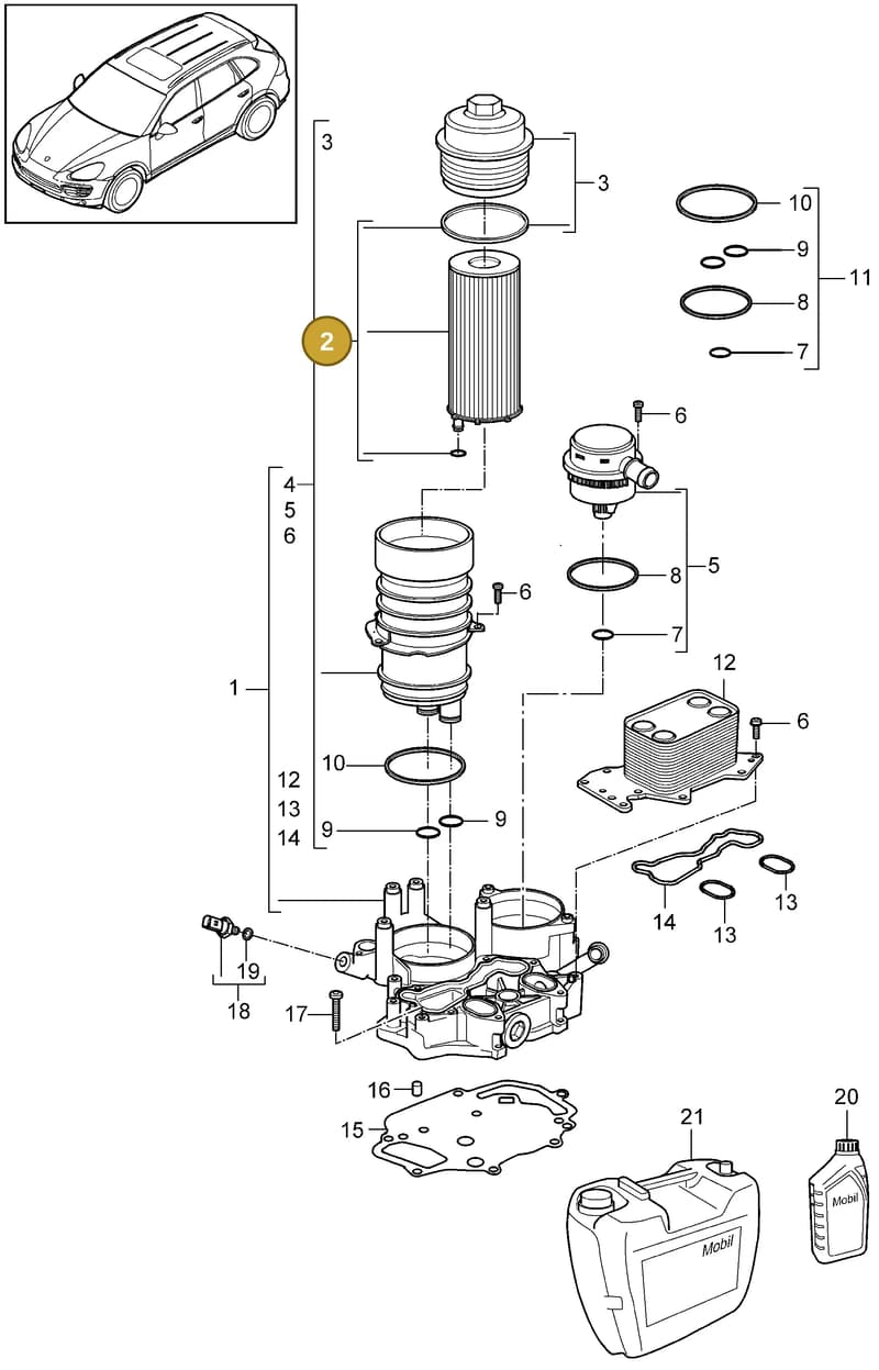 95510722200 — Porsche Cayenne (2010-2018) diagram p37104070, position 2