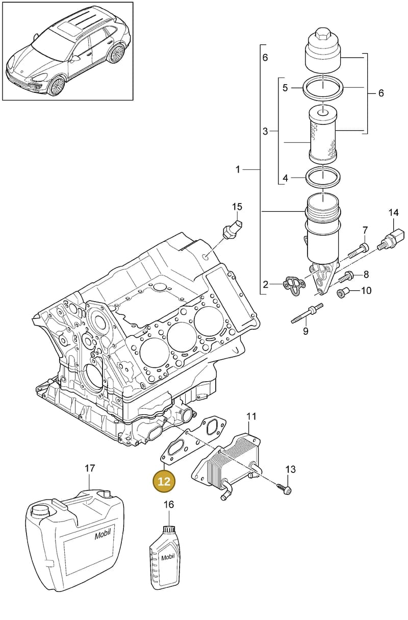 95510790101 — Porsche Cayenne (2010-2018) diagram p37104080, position 12