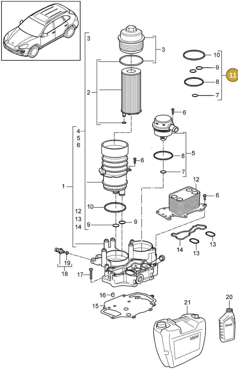 95510790101 — Porsche Cayenne (2010-2018) diagram p37104070, position 11