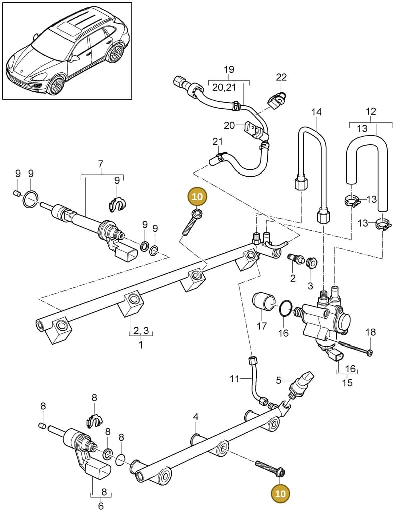 95511021600 — Porsche Cayenne (2010-2018) diagram p37107030, position 10