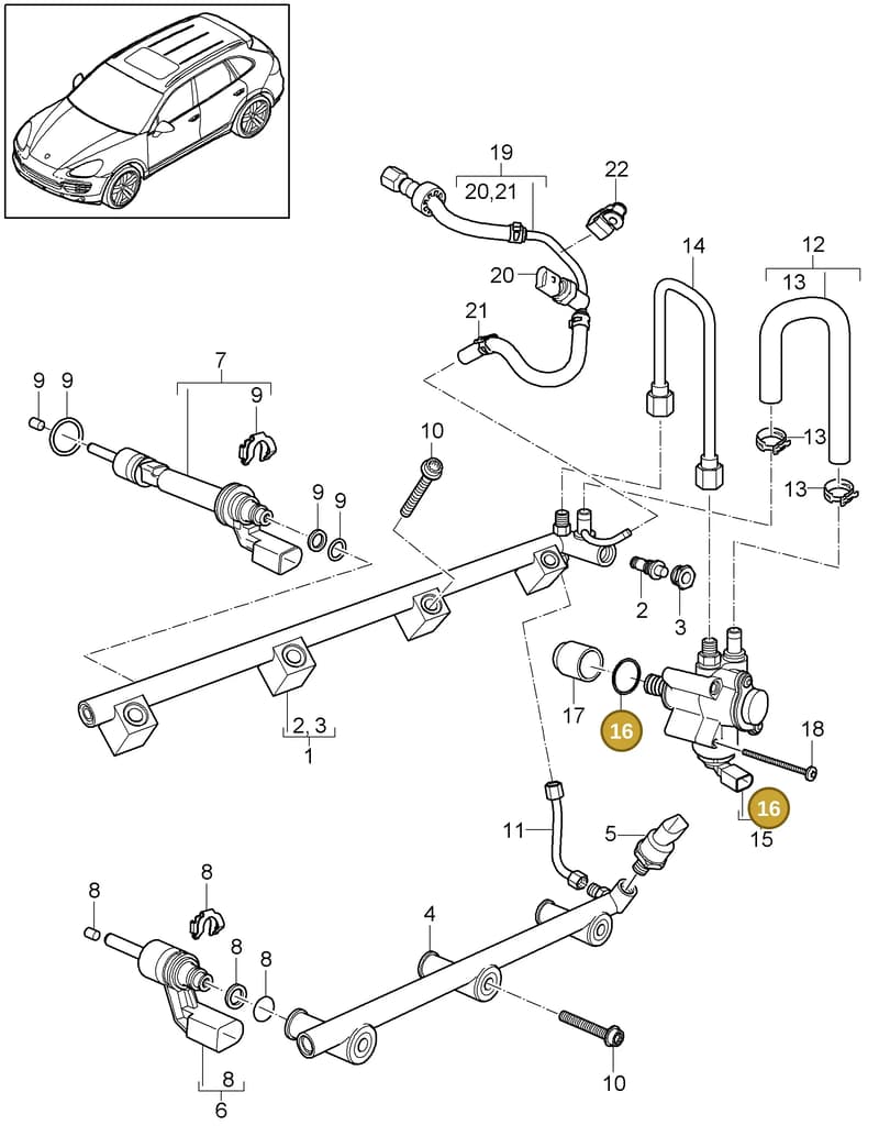 95511032000 — Porsche Cayenne (2010-2018) diagram p37107030, position 16