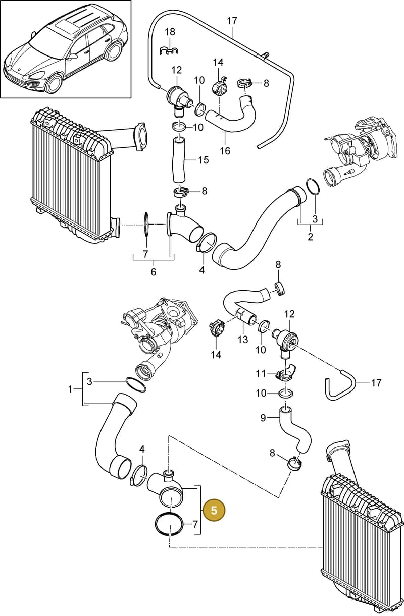 95511036710 — Porsche Cayenne (2010-2018) diagram p37107080, position 5