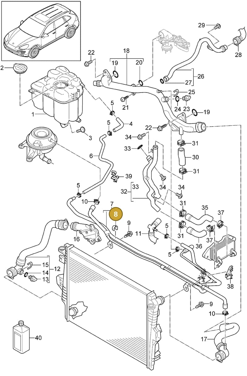 95511042300 — Porsche Cayenne (2010-2018) diagram p37105060, position 8