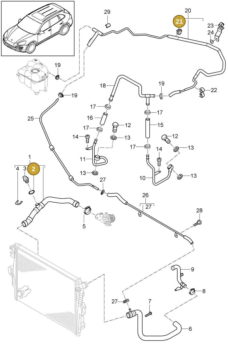95511042300 — Porsche Cayenne (2010-2018) diagram p37105050, position 2+21