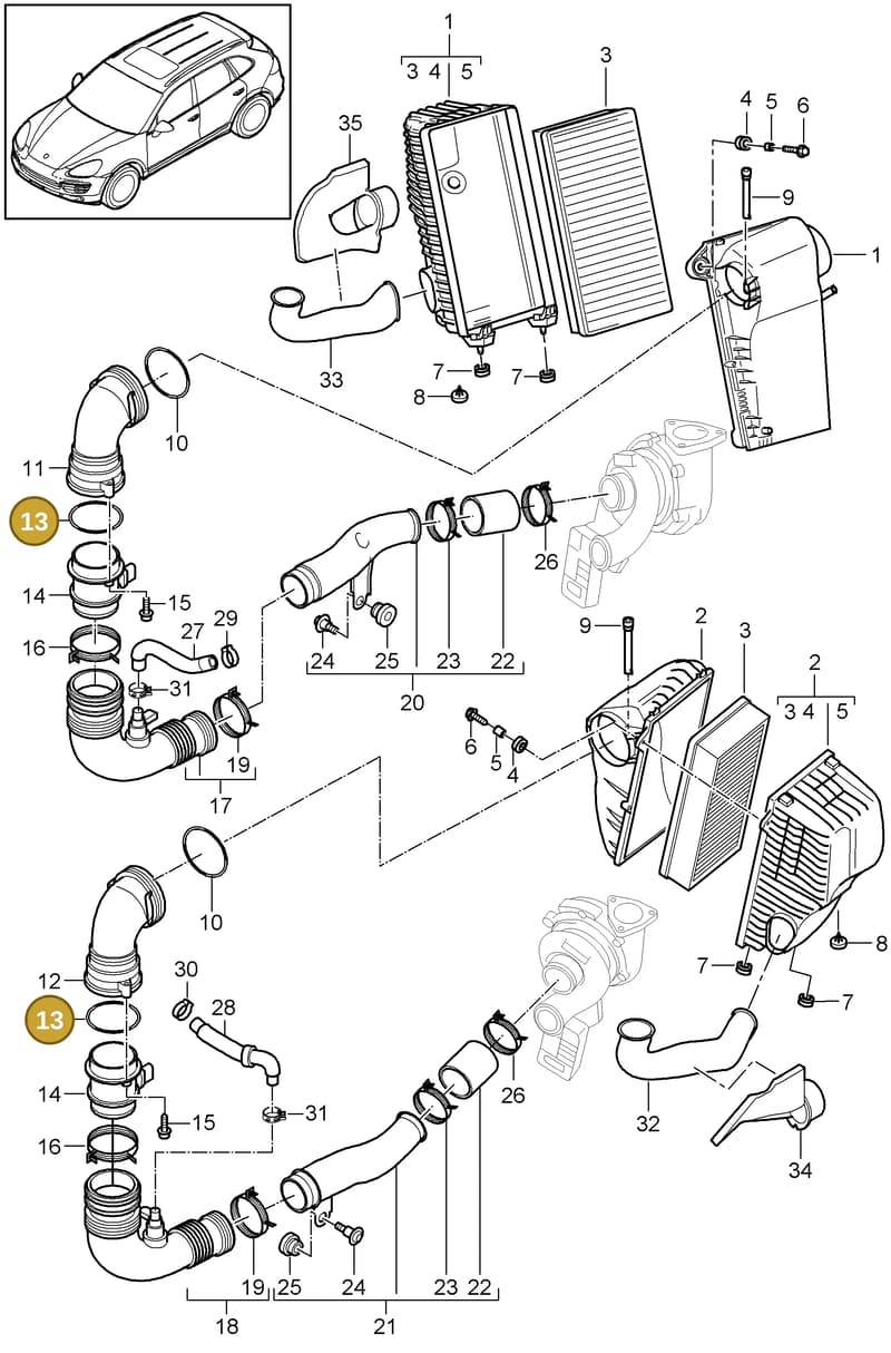 95511064610 — Porsche Cayenne (2010-2018) diagram p37106050, position 13