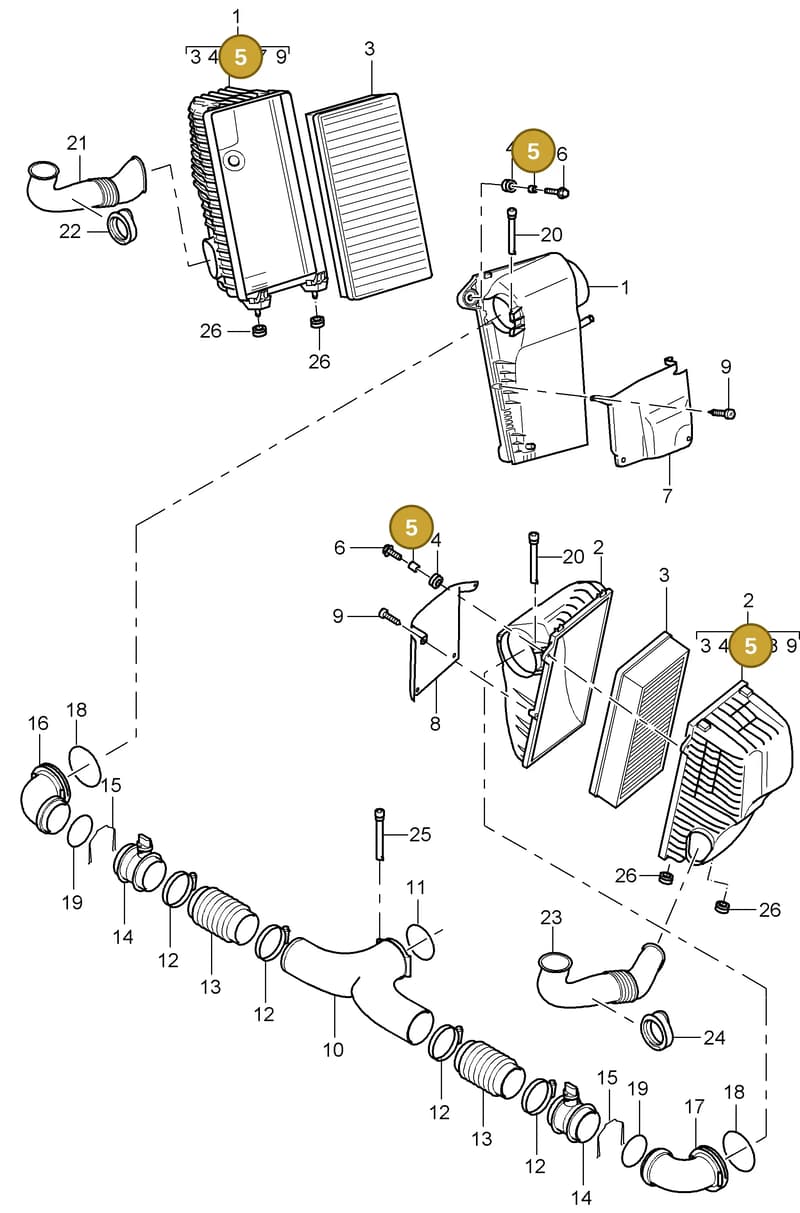 95511073400 — Porsche Cayenne (2002-2006) diagram p24106000, position 5