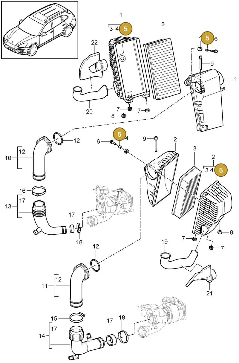 95511073400 — Porsche Cayenne (2010-2018) diagram p37106010, position 5