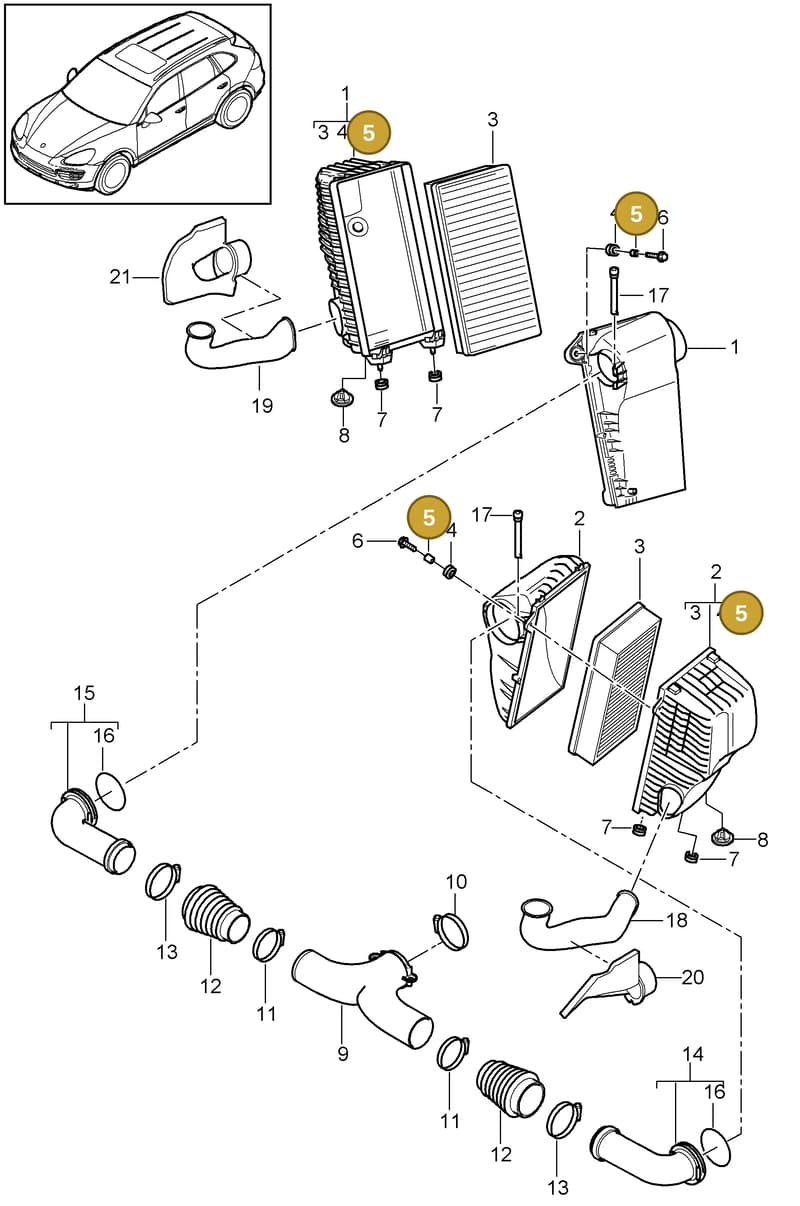 95511073400 — Porsche Cayenne (2010-2018) diagram p37106000, position 5