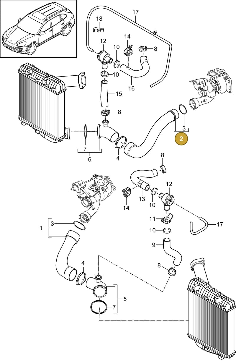 95511083810 — Porsche Cayenne (2010-2018) diagram p37107080, position 2