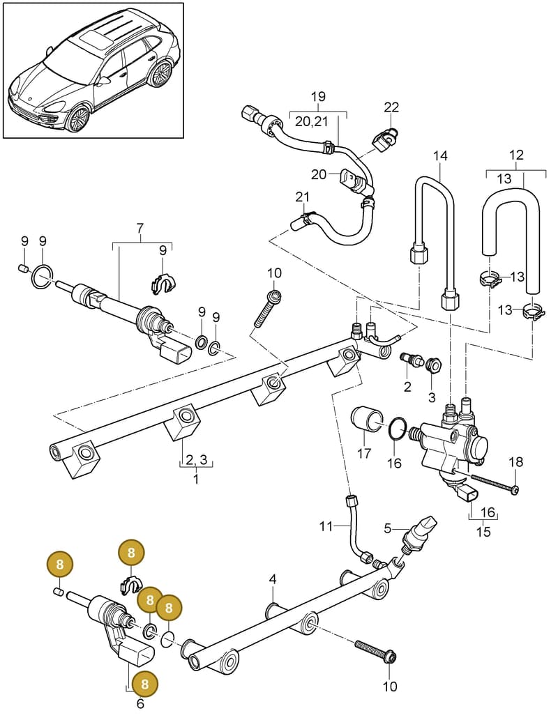 95511091000 — Porsche Cayenne (2010-2018) diagram p37107030, position 8