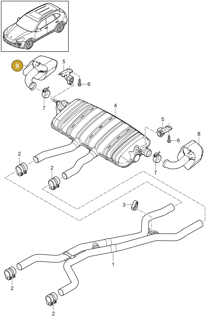 95511110850 — Porsche Cayenne (2010-2018) diagram p37202030, position 9+10+11