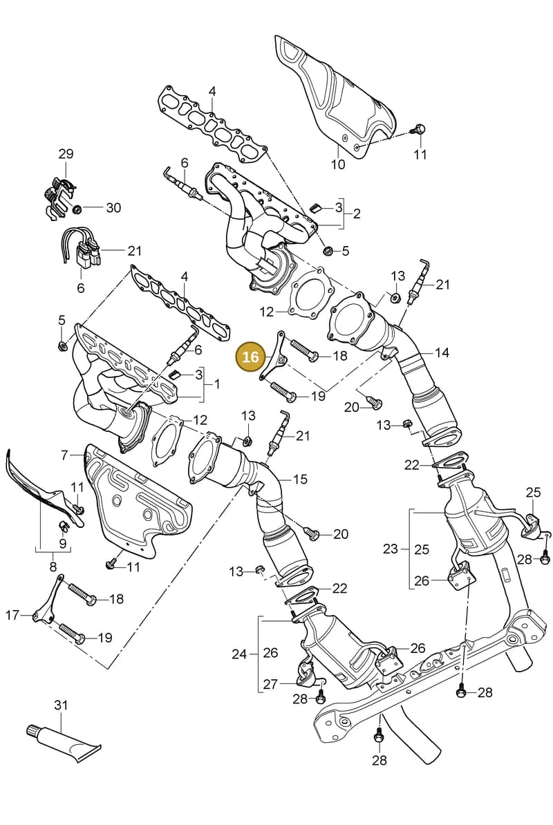 95511116130 — Porsche Cayenne (2007-2010) diagram p31202000, position 16