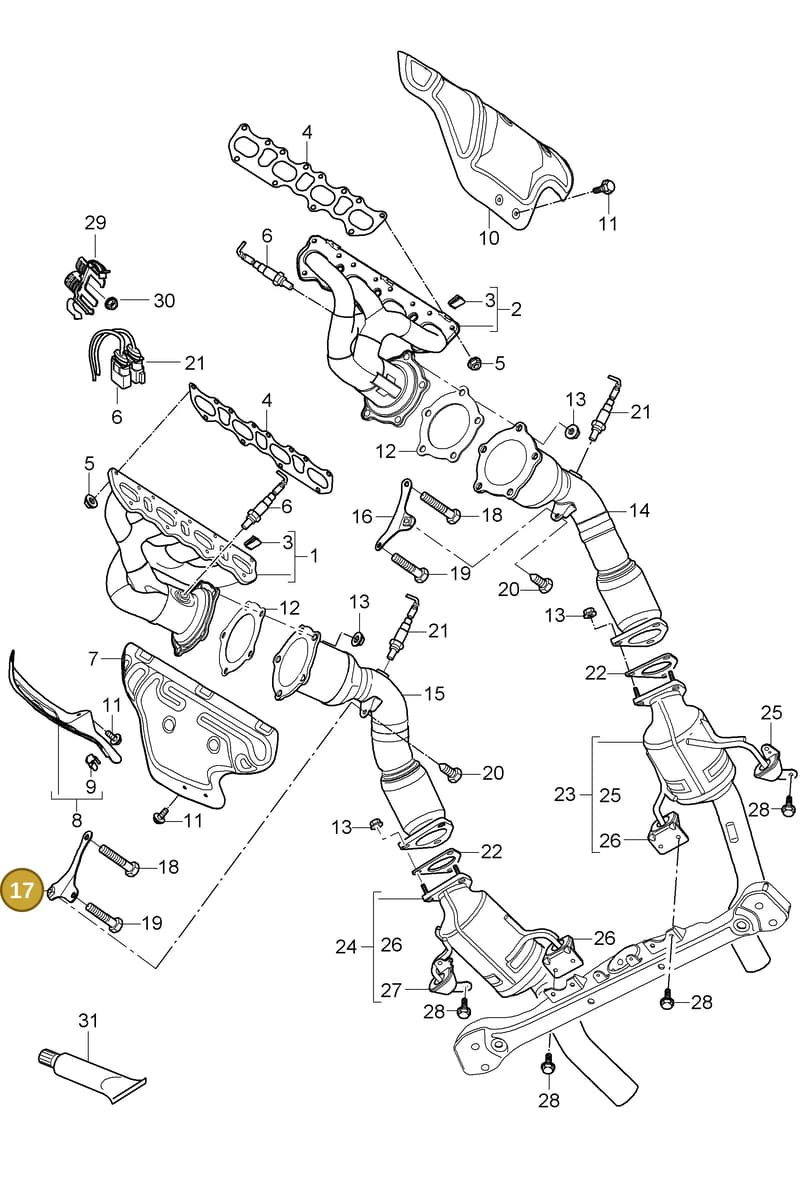 95511116230 — Porsche Cayenne (2007-2010) diagram p31202000, position 17