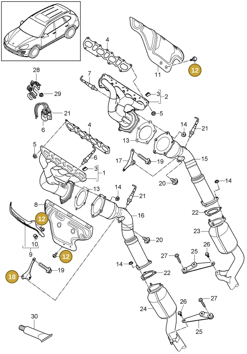 95511116230 — Porsche Cayenne (2010-2018) diagram p37202000, position 12+18