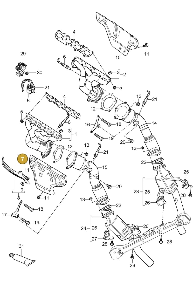 95511121201 — Porsche Cayenne (2007-2010) diagram p31202000, position 7