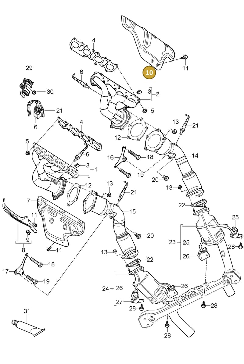95511121301 — Porsche Cayenne (2007-2010) diagram p31202000, position 10
