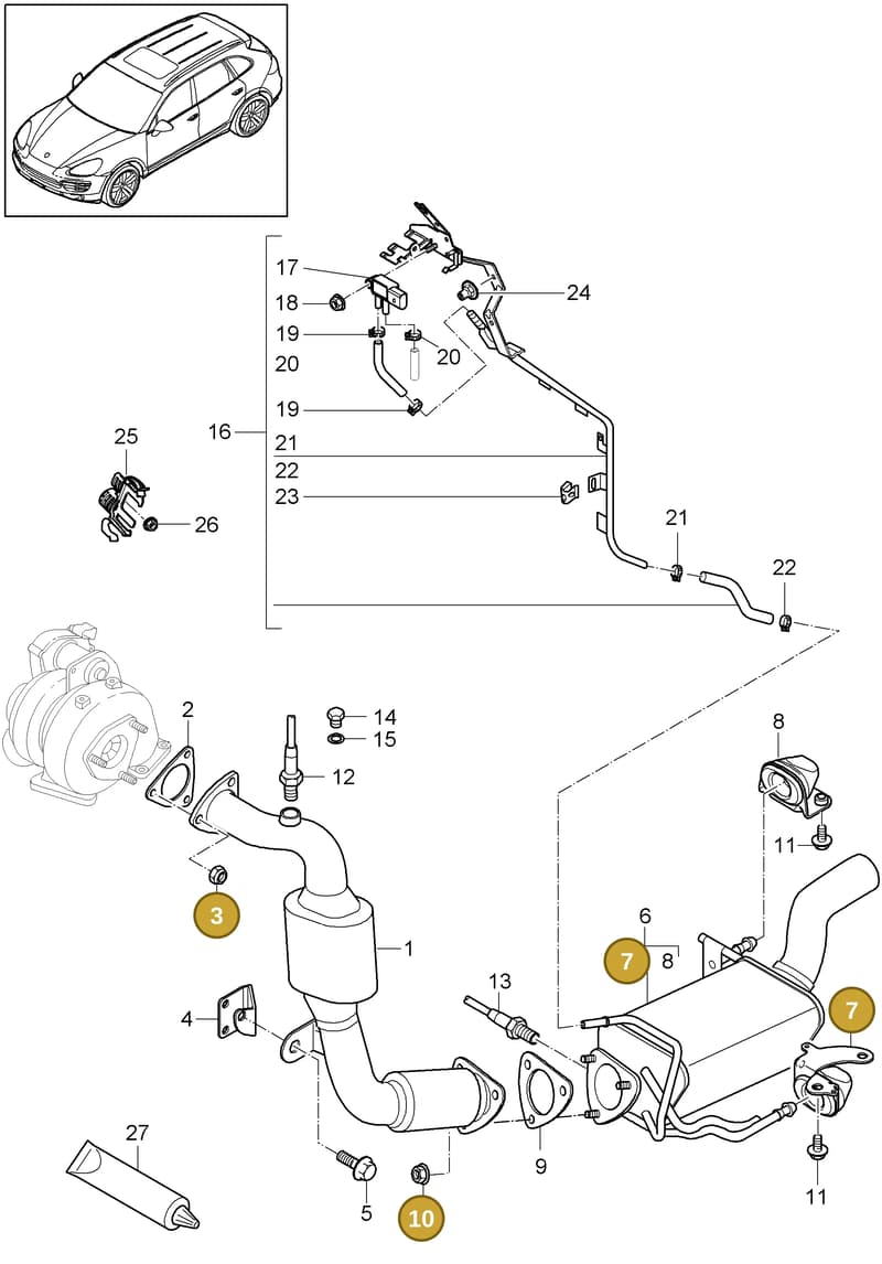 95511122810 — Porsche Cayenne (2010-2018) diagram p37202020, position 3+7+10