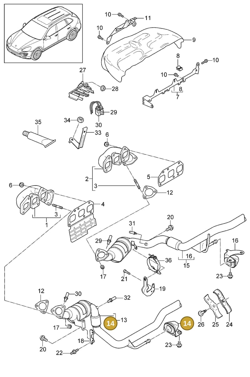 95511122820 — Porsche Cayenne (2010-2018) diagram p37202010, position 14