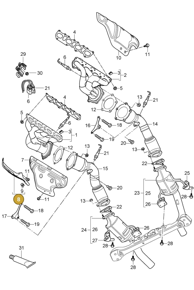 95511124200 — Porsche Cayenne (2007-2010) diagram p31202000, position 8