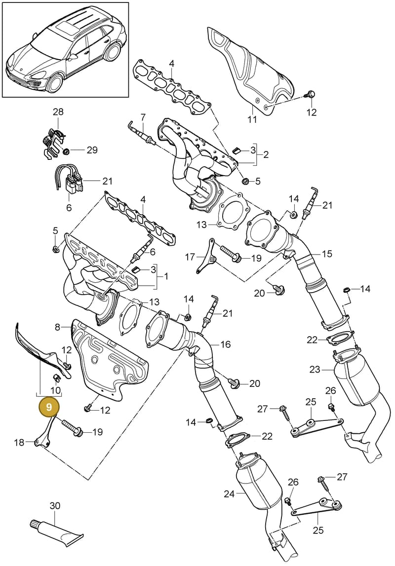 95511124200 — Porsche Cayenne (2010-2018) diagram p37202000, position 9