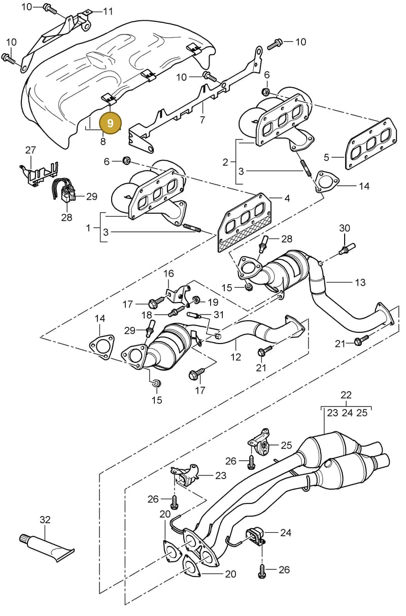 95511151310 — Porsche Cayenne (2007-2010) diagram p31202010, position 9
