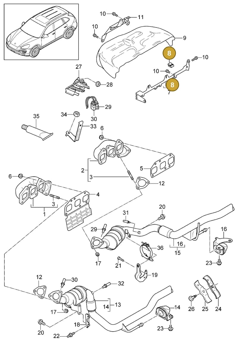 95511151310 — Porsche Cayenne (2010-2018) diagram p37202010, position 8